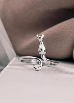 Набір кіт кільце сережки срібло покриття комплект колечко сережки7 фото