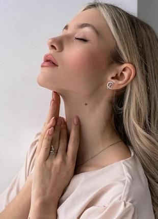 Набор кот кольцо серьги серебро покрытие комплект колечко серёжки