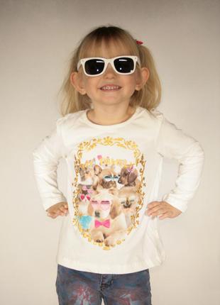 Белый реглан для девочки lc waikiki / лс вайкики с собачками на груди