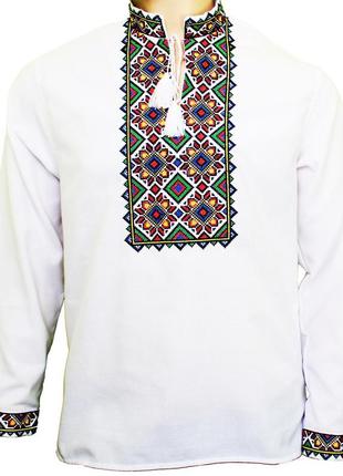 Украинская рубашка вышиванка руслан с длинным рукавом белая производитель украина