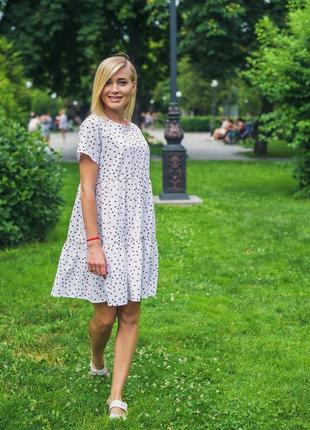 Літній стильне плаття біле горох 4