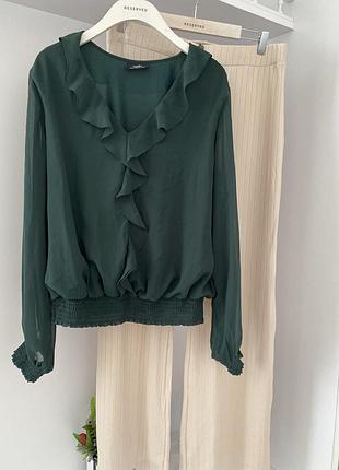 Нарядная изумрудная блузка батал walli