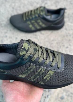 Кроссовки adidas, 40-45 размер, летние, сетка, хаки, олива, военным, для военного