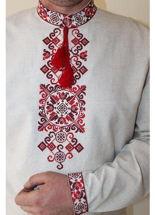 Вышиванка мужская льняная козак с длинным рукавом производитель украина3 фото