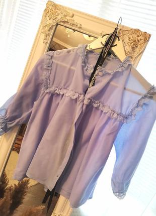 Нежная голубая блуза в стиле винтаж 1157