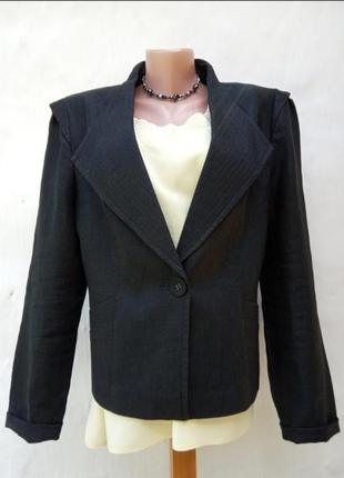 Новый чёрный льняной стильный жакет,пиджак next.