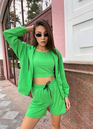 Костюм тройка топ кофта шорты