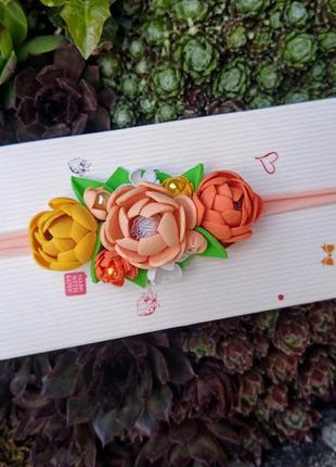 Повязочка квіти one size для маленької принцеси