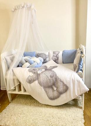 Набір в ліжечко для новонароджених «ведмедик»3 фото