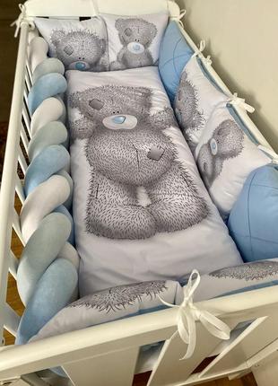 Набір в ліжечко для новонароджених «ведмедик»4 фото