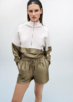 Кофта з капюшоном з блискучими вставками zara