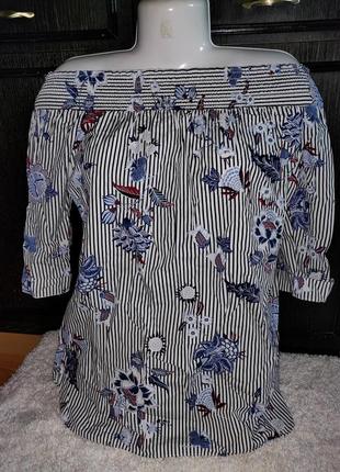 Красивая блуза в полоску и цветочек2 фото