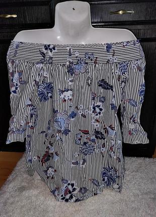 Красивая блуза в полоску и цветочек3 фото
