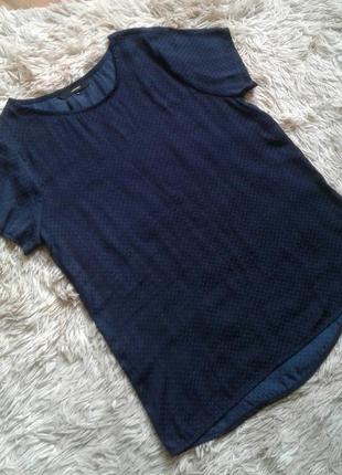 Шовкова блуза топ vero moda короткий рукав темно-синя р м4 фото