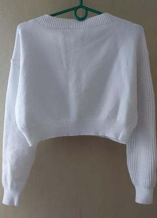 Укороченный вязаный свитер джемпер цвета слоновой кости topshop6 фото