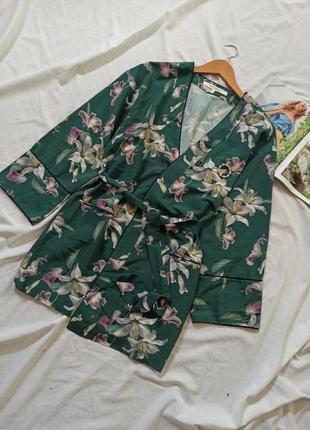 Удлиненное кимоно в цветочный принт/накидка/халат