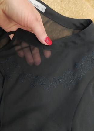 Шифоновая черная рубашка блуза блузка прозрачная недорого4 фото