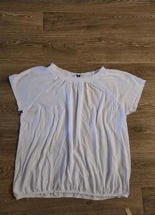 Батал большой размер шикарная стильная натуральная белая футболка