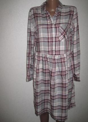 Вискозное платье рубашка в клетку спенсер р-р10