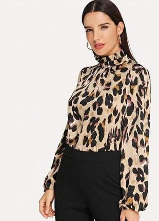 Блуза  сатиновая в леопардовый принт 🐆1 фото