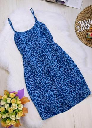 Сукня леопардовий принт синя плаття