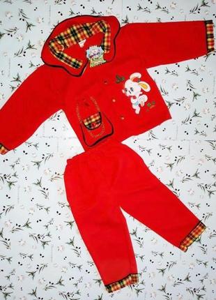 🎁1+1=3 яркий красный детский брючный костюм (кофта + штаны) на девочку 3 - 4 года