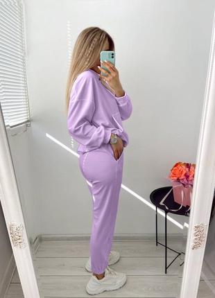 Повседневный костюм, р.s-m,l-xl, турецкий велюр, лиловый2 фото