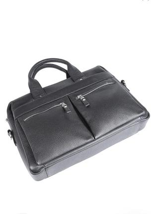 Сумка для ноутбука шкіряна чорна