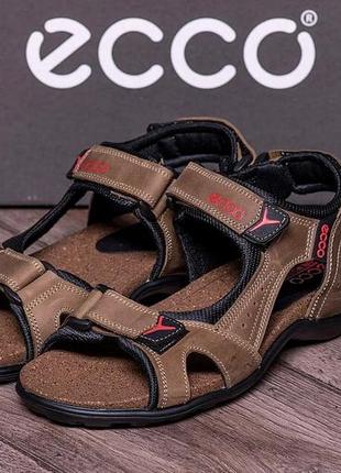 Мужские кожаные сандалии ecco active drive olive 2