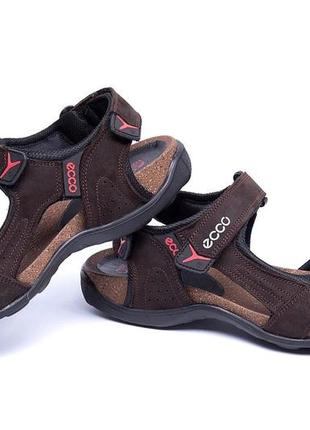 Чоловічі шкіряні сандалі ecco active drive brown6 фото