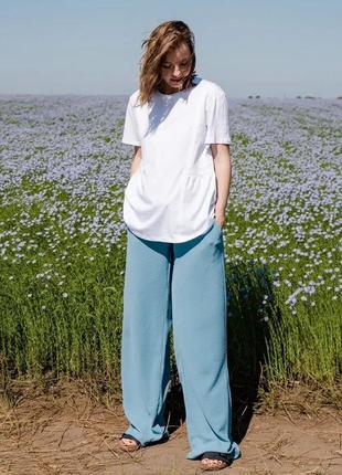 Легкі штани для вагітних бавовняні сіро-блакитні (брюки для беременных хлопковые серо-голубые)3 фото