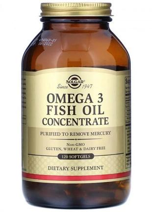 Жирные кислоты solgar omega 3 fish oil concentrate 120 капсул