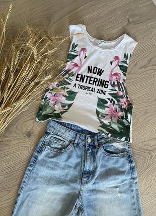 Топ майка с фламинго 🌸🌸🌸