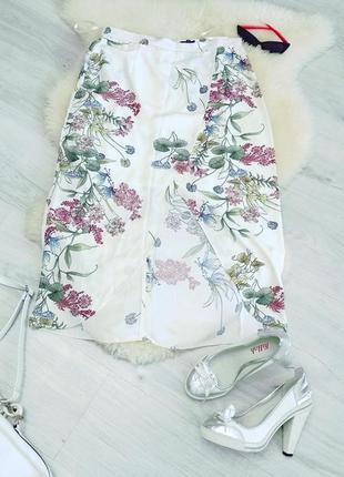 Красивая миди юбка на запа́х. летняя юбка с цветочным принтом