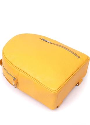 Яскравий жіночий рюкзак зі шкіри жовтий5 фото