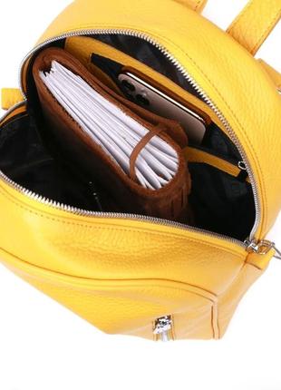 Яскравий жіночий рюкзак зі шкіри жовтий6 фото