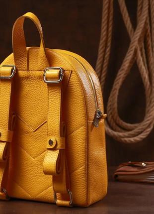 Яскравий жіночий рюкзак зі шкіри жовтий2 фото