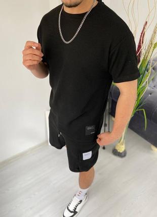 Мужской спортивный костюм летний черный,серый шорты футболка