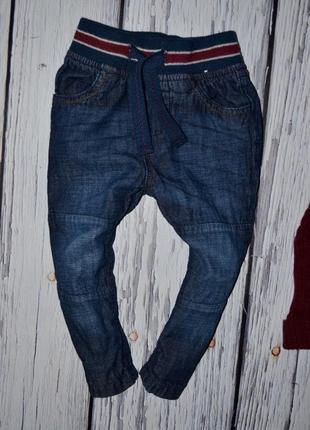 9 - 12 месяцев 80 см фирменные джинсы скины для моднявок узкачи утеплены байкой3 фото