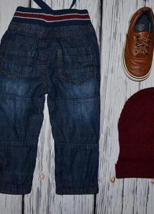 9 - 12 месяцев 80 см фирменные джинсы скины для моднявок узкачи утеплены байкой4 фото