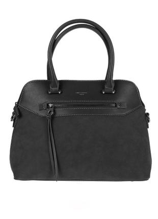 Женская чёрная классическая сумка с ручками и плечевым ремнём david jones1 фото
