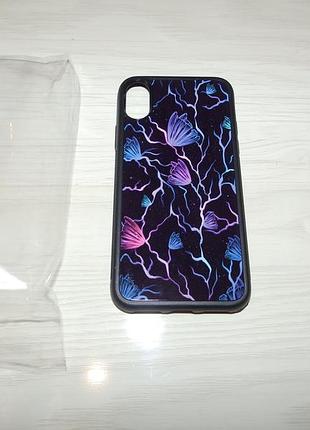 Чохол для iphone x / xs glass метелики блискавки абстракція