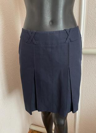 Стильная темно-синяя юбка миди ,короткая юбка1 фото