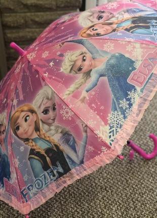 Детский зонтик для девочки frozen с рюшей по куполу