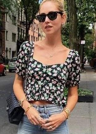 Блуза топ цветочный принт с рюшами zara оригинал6 фото