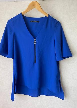 Блуза zara basic с v-образным вырезом