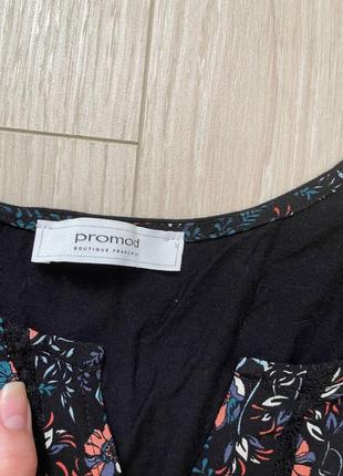 Promod кофта блуза цветочный принт черная6 фото
