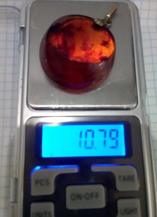 Кулон серебро 875 ссср янтарь 3
