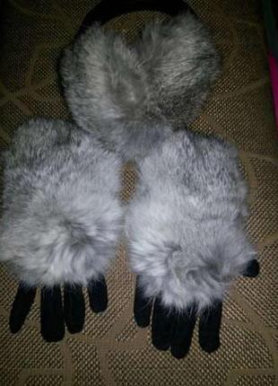 Перчатки мех кролик