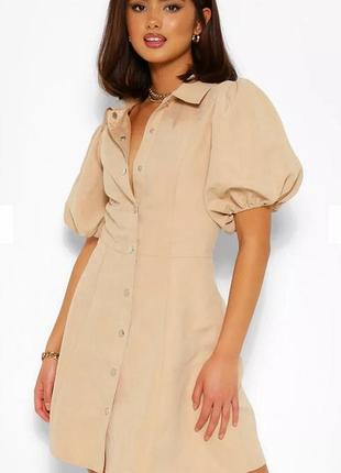 Сукня сорочка з обьемными короткими рукавами boohoo